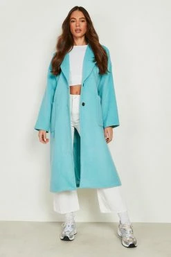 Promo ???? Boyfriend Wool Look ???? Coat Aqua ????