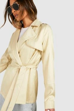 Buy ???? Short Belted Trench ???? Coat Beige ????