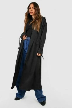 Budget ???? Belted Button Detail Trench ???? Coat Black ❤️