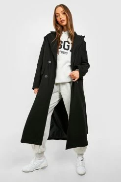 Promo ???? Belted Double Breasted ???? Coat Black ????