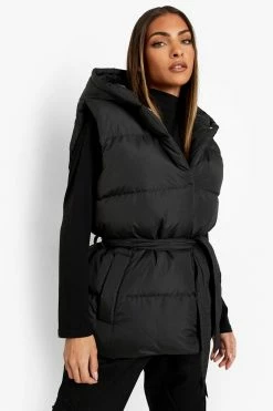 Buy ???? Belted Puffer Vest Black ????