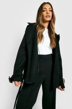 Hot Sale ???? Belted Wool Look Trench Black ????