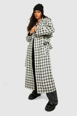 Coupon ???? Boucle Belted Wool Look Trench Black ????