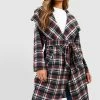 Top 10 ???? Check Belted Shawl Collar ???? Coat Black ????
