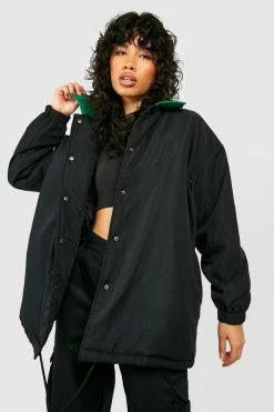 Best Sale ???? Contrast Panel Oversized Jacket Black ????