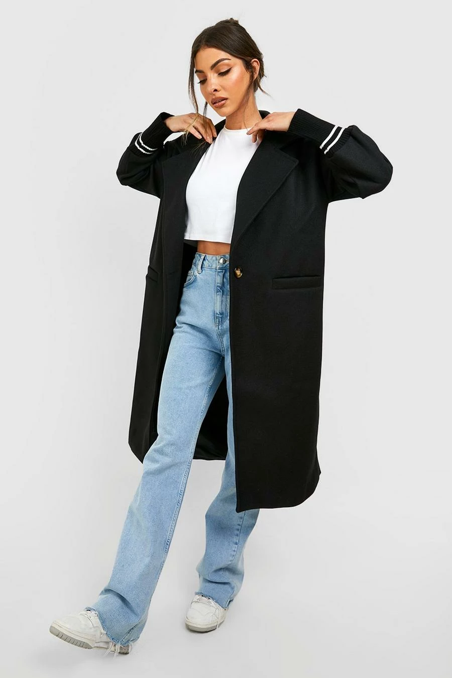 Buy ???? Cuff Detail Wool Look ???? Coat Black ???? 1 Buy ???? Cuff Detail Wool Look ???? Coat Black ????