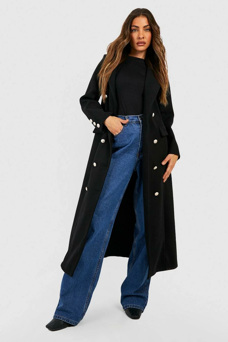 Wholesale ✨ Double Breasted Wool Look Midaxi ???? Coat Black ⭐ 1 Wholesale ✨ Double Breasted Wool Look Midaxi ???? Coat Black ⭐