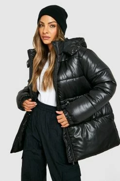 Hot Sale ???? Elasticated Waist Detail Puffer Jacket Black ✨