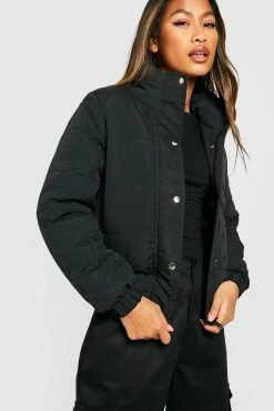 Discount ???? Funnel Neck Puffer Jacket Black ⌛