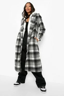 Budget ???? Grid Check Wool Look ???? Coat Black ????