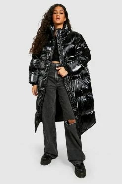Best Sale ???? High Shine Oversized Longline Puffer Black ⌛