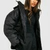 Discount ???? Oversized Hooded Puffer Jacket Black ????