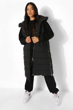 Cheap ???? Petite Hooded Longline Vest Black ????