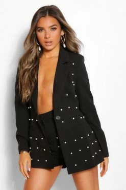 Hot Sale ???? Petite Pearl Detail Blazer Black ✨