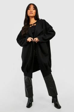 Buy ???? Petite Premium Wool Oversized Cocoon ???? Coat Black ????