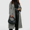 Discount ???? Plus ???? Dogtooth Boucle Longline ???? Coat Black ????