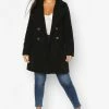 Best deal ❤️ Plus Double Breasted Button Wool Look ???? Coat Black ????