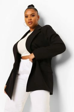 Budget ???? Plus Occasion Button Detail Blazer Black ????