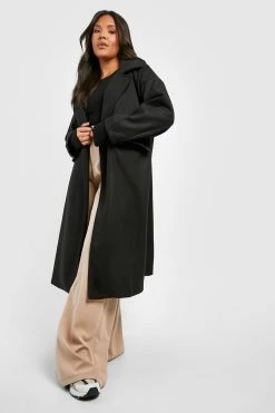 Deals ???? Plus Premium Wool Look Oversized ???? Coat Black ????