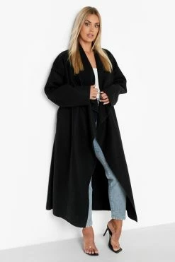 New ???? Plus Super Oversized Waterfall Wool Look ???? Coat Black ✨
