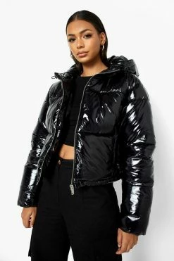 Best Pirce ⌛ Recycled High Shine Puffer Jacket Black ????