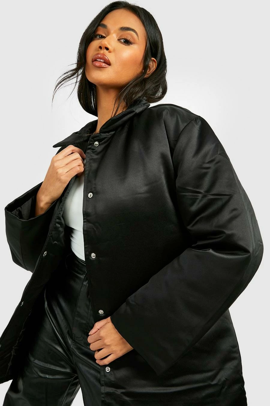 Promo ???? Satin Collar Detail Padded ???? Coat Black ???? 1 Promo ???? Satin Collar Detail Padded ???? Coat Black ????