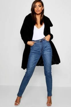 Best deal ⭐ Shawl Collar Teddy Faux Fur Jacket Black ????