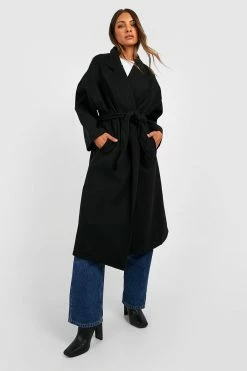Buy ???? Tailored Belted Wool Look ???? Coat Black ✨