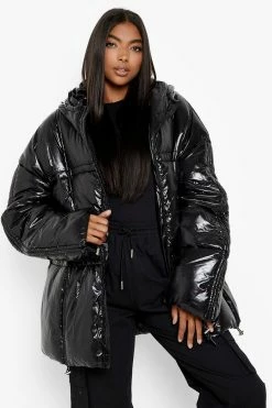 Brand new ???? Tall High Shine Hooded Puffer Black ????