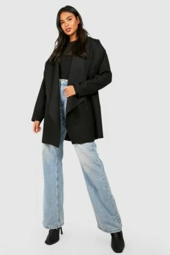 Deals ???? Wool Look Waterfall Short ???? Coat Black ????