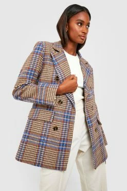 Buy ???? Blue Check Oversized Blazer Blue ⭐