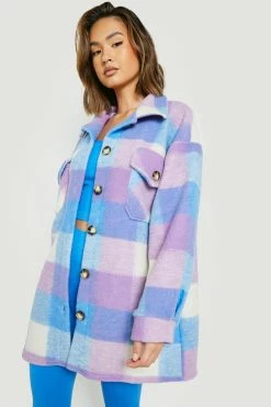 Best reviews of ???? Bright Check Shacket Blue ????