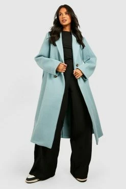 Buy ???? Double Breasted Longline ???? Coat Blue ????