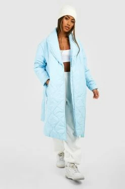 Deals ???? Longline Onion Quilt Duvet Puffer Blue ????