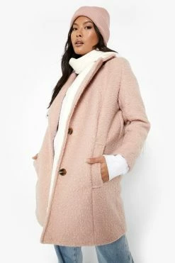 Promo ✔️ Petite Textured Wool Look Tailored ???? Coat Blush ????