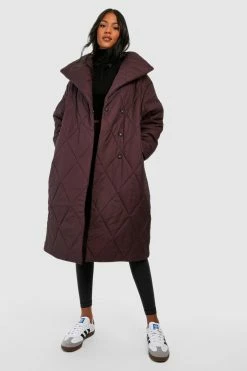Brand new ???? Tall Oversized Collar Diamond Quilt Puffer Burgundy ????