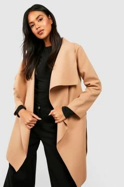 Discount ???? Belted Waterfall Wool Look Jacket Camel ????