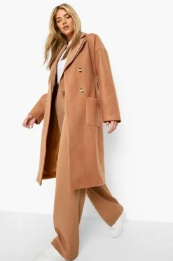 Flash Sale ???? Double Breasted Belted Wool Look ???? Coat Camel ????