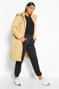 Cheap ???? Longline Hooded Puffer Jacket Camel ????