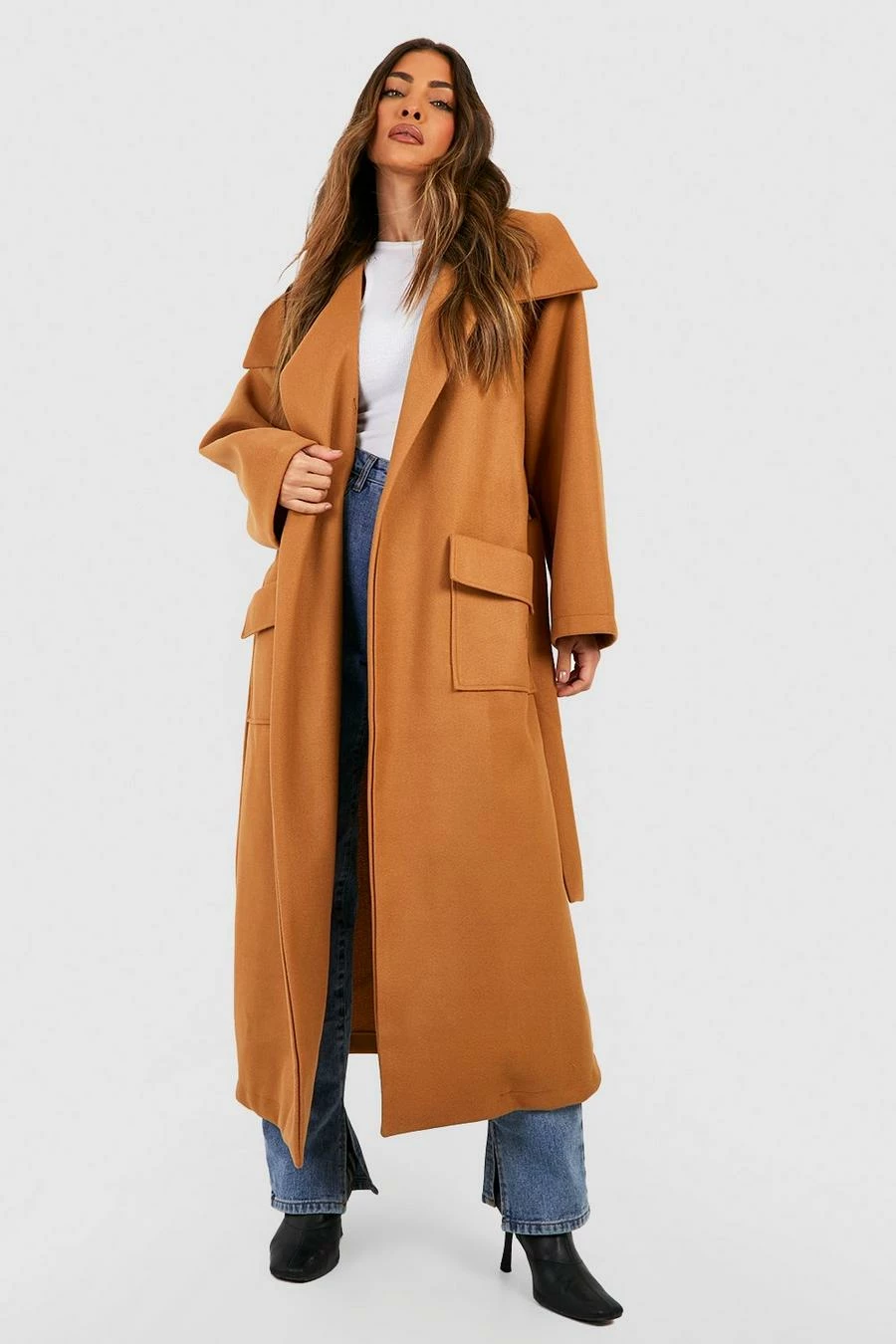 Deals ???? Oversized Belted Pocket Detail Wool Look ???? Coat Camel ???? 1 Deals ???? Oversized Belted Pocket Detail Wool Look ???? Coat Camel ????