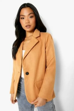 Best Sale ✨ Petite Single Breast Wool Look ???? Coat Camel ✔️