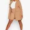 Top 10 ???? Plus Pocket Detail Boyfriend Blazer Camel ✔️