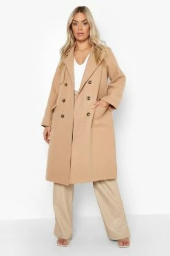 Wholesale ???? Plus Tailored Self Belted Longline ???? Coat Camel ⌛