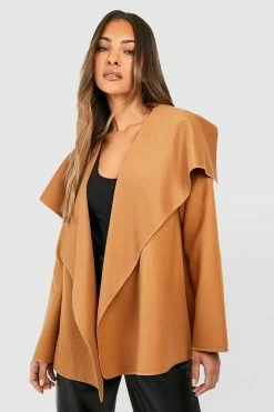 Buy ???? Short Waterfall ???? Coat Camel ????