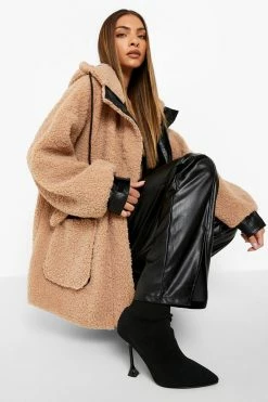 Promo ???? Teddy Faux Fur Hooded Parka Camel ????