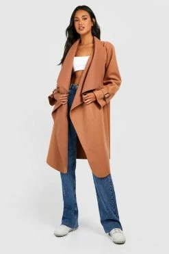 Best reviews of ✔️ Waterfall Longline Cuff Detail ???? Coat Camel ????