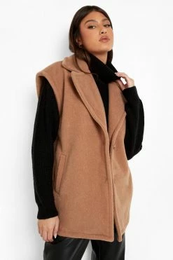 Outlet ???? Wool Look Oversized Vest Camel ✔️