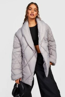 Best Pirce ???? Diamond Quilted Wrap Puffer Charcoal ????