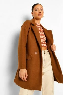 Promo ❤️ Belted Wool Look Blazer Chocolate ????