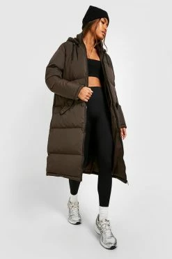 Deals ❤️ Longline Puffer Jacket Chocolate ????
